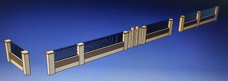 Model 3D rangkaian pagar