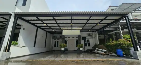 Kanopi carport rangka baja hitam