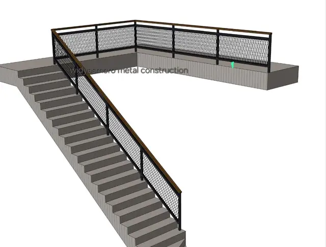 Desain 3D tangga dan railing